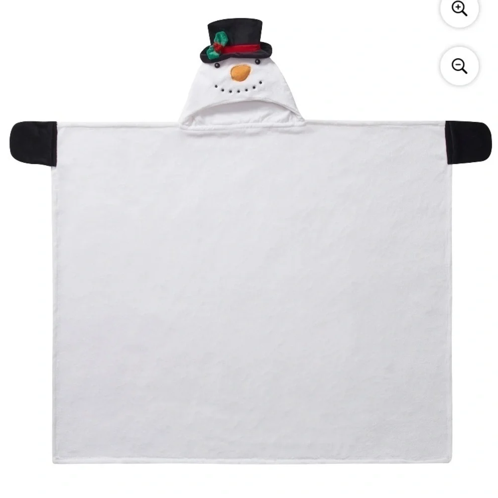 Glow in the Dark Snowman Blanket Hooded NEW Christmas Frosty White